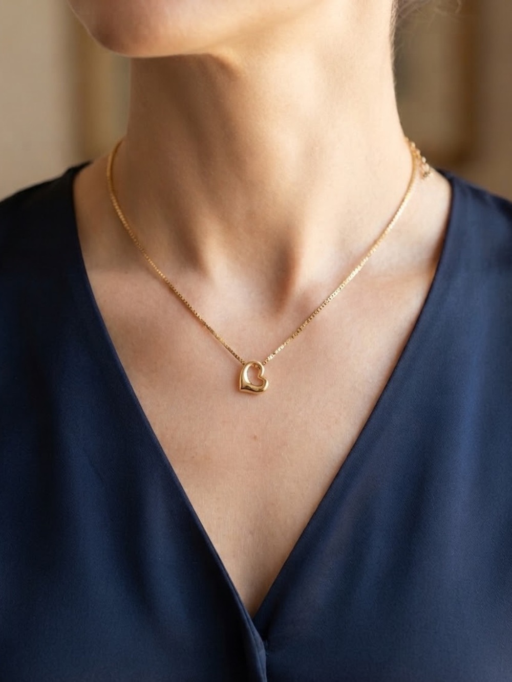 NWT 18k Gold Plated Heart Pendant Necklace - 16”+2” Made in Italy
